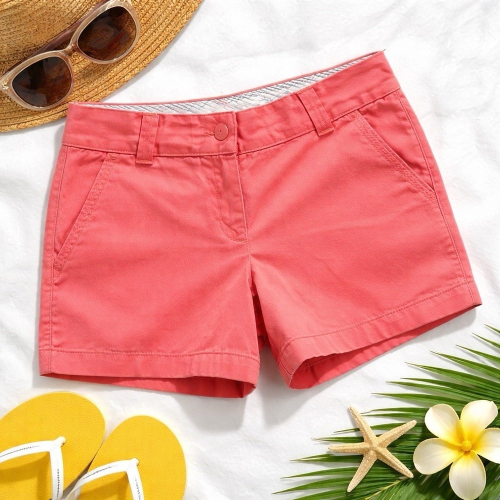 J.Crew Chino Shorts Coral Pink City Fit Cotton Flat Front Size 6 Preppy Summer